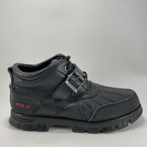 Polo Ralph Lauren Dover II Duck Boots Black Leather Mens 7.5 D Low Top Lace Up